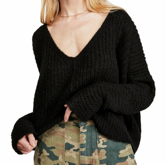 Black Free People Moonbeam Alpaca Blend Oversized Sweater Size M - Picture 1 of 9